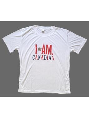 I Am Canadian Graphic T-Shirt Men's Large White with Maple Leaf - NEW
